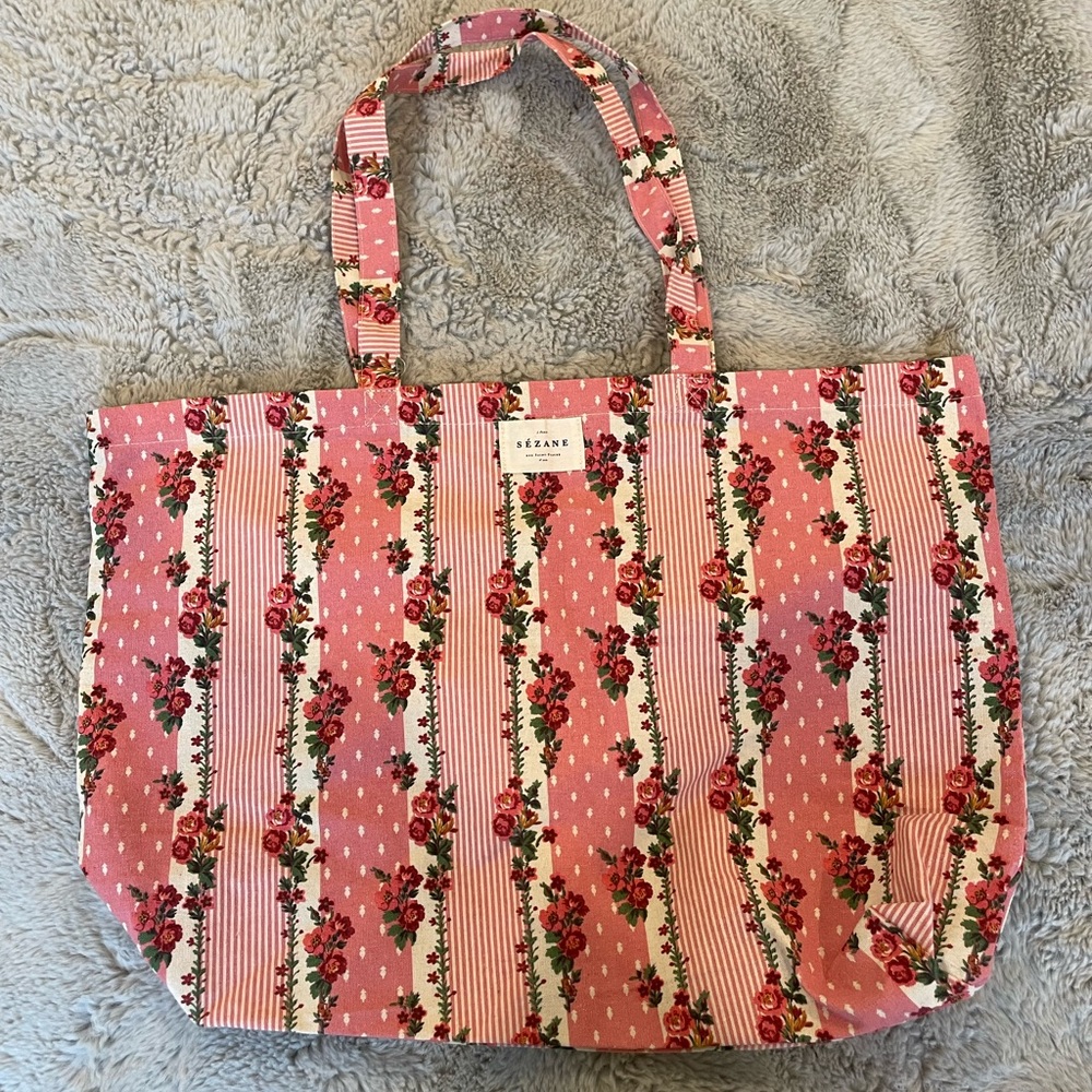 SEZANE Pink Floral Tote Bag, NWOT